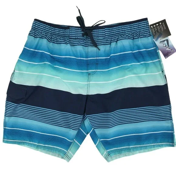 Kanu Surf Mens Echelon Blue Striped Sun Protection Quick Dry Board Shorts XXL - Picture 1 of 7